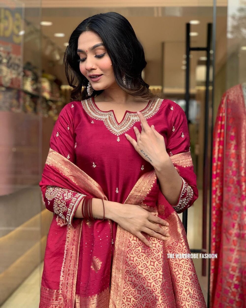 ALF Premium Roman Silk Kurti Set – 3 Piece Suit