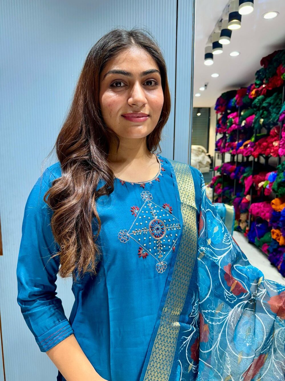 Roman Silk Kurti Set – 3 Piece with Chanderi