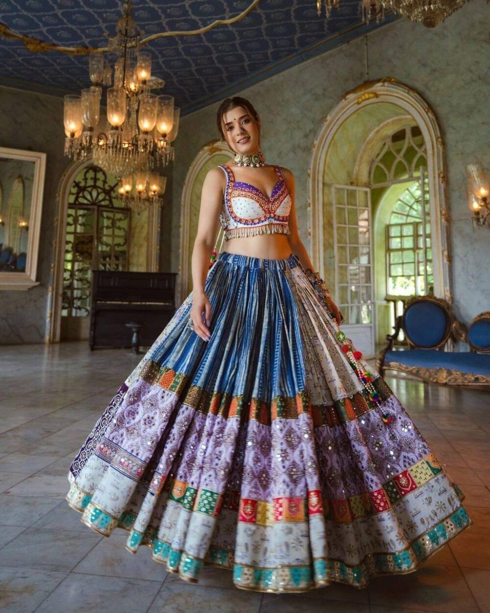 Multicolor Traditional Embroidered Lehenga with Mirror Work - Image 4